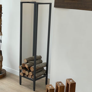 Estante para leña Taarbæk 140x35x35cm Negro [en.casa]