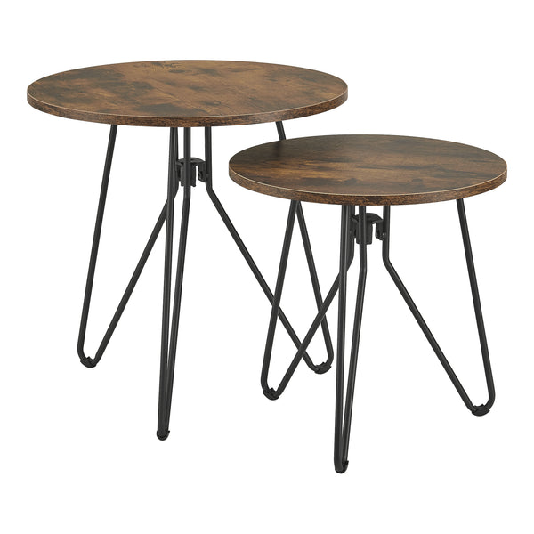 Mesa de centro Väsby en juego de 2 tonos madera oscura/negro [en.casa]