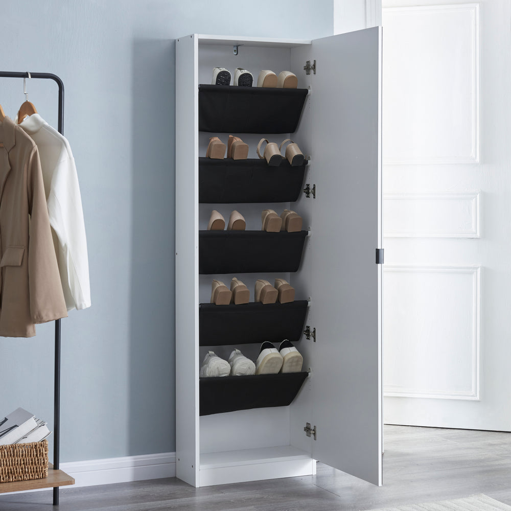 Zapatero Meura 160x48x20cm con espejo Blanco [en.casa] - premiumXL