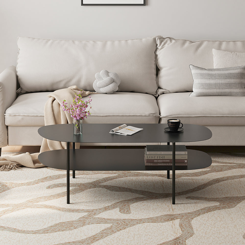 Mesa de centro Enebakk 112x62x40,5cm negro, mate [en.casa] - premiumXL