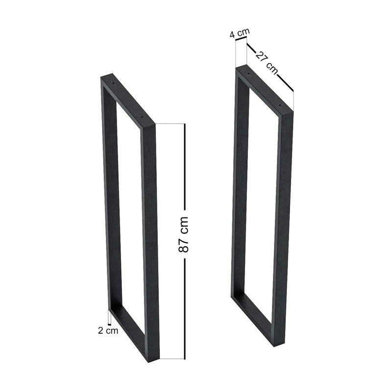 Esquema acotado Estructura de mesa Kauniainen juego de 2 acero 87x27 cm [en.casa]