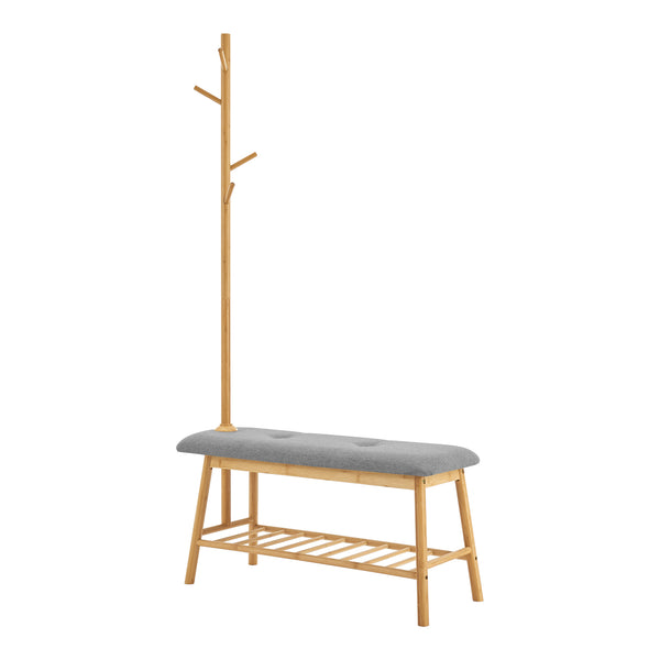 Banco de vestuario Bygland de bambú 90x34x165cm [en.casa]