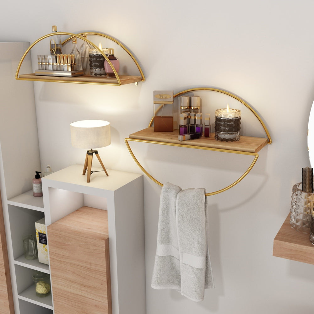 Estante de pared Mynämäki 39x16x17 cm color dorado [en.casa] - premiumXL