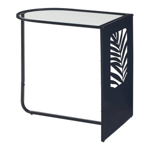 Mesa auxiliar Ulvik 50x50x35cm de metal y vidrio negro [en.casa]