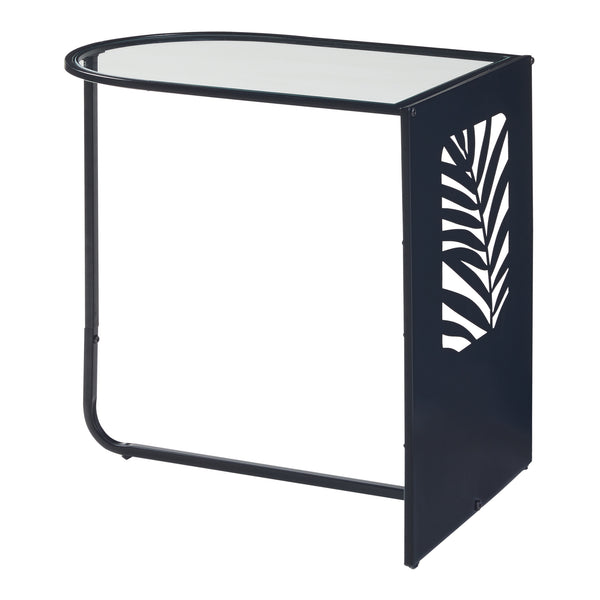 Mesa auxiliar Ulvik 50x50x35cm de metal y vidrio negro [en.casa]