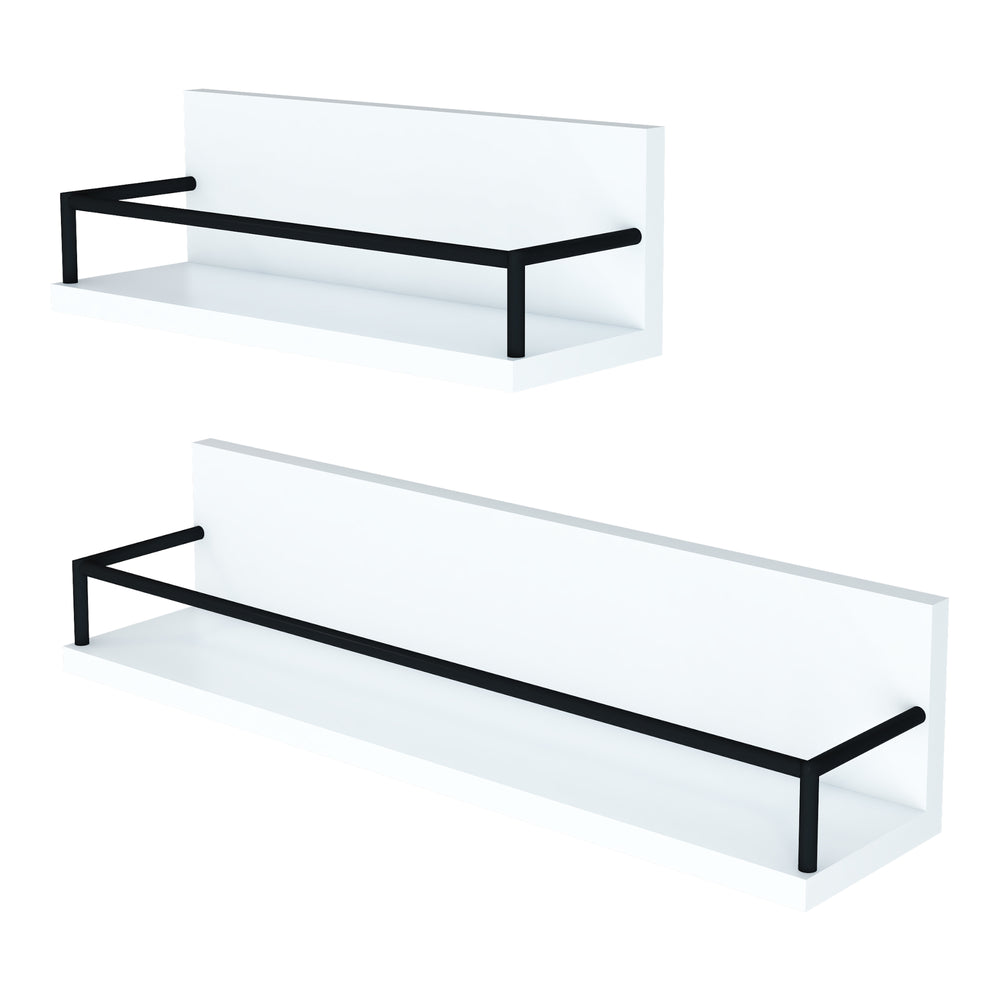 Estante de pared Grue juego de 2 blanco/negro [en.casa] - premiumXL