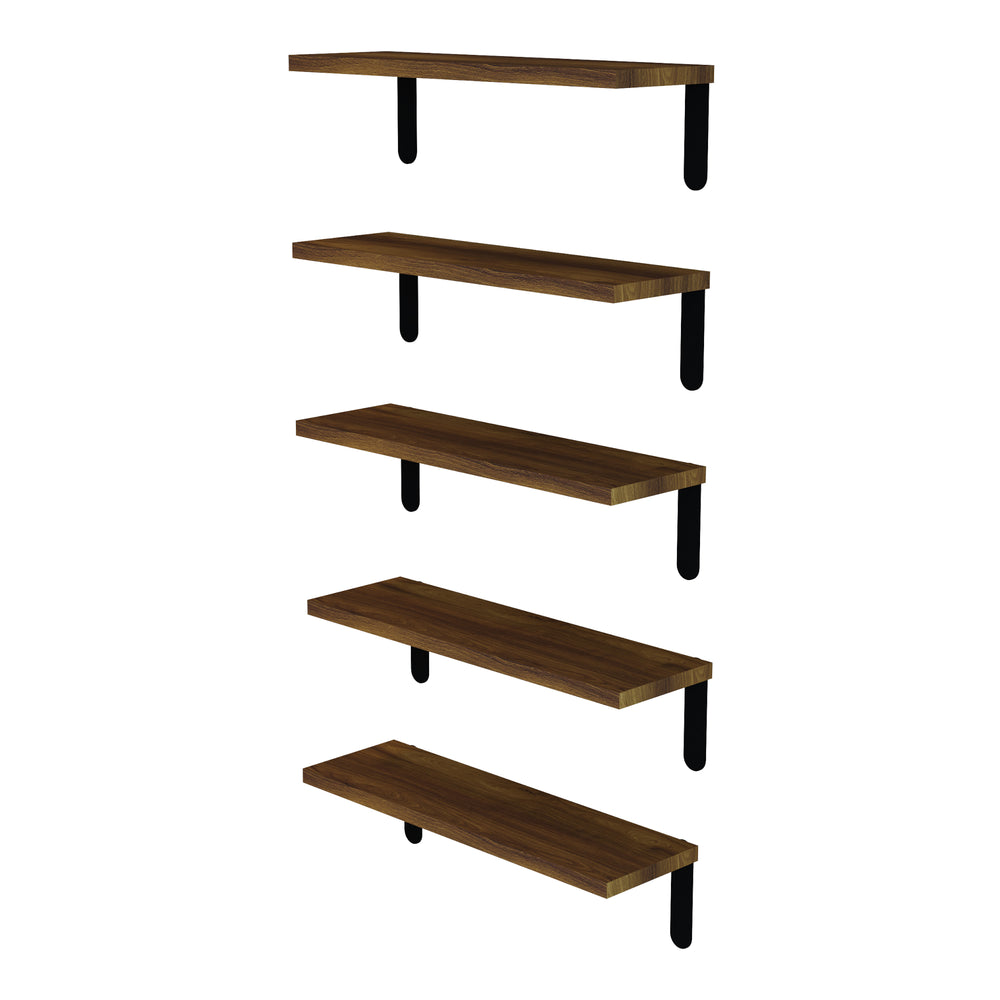 Estantería de pared Frogn juego de 5 piezas color madera/negro [en.casa]