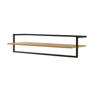 Perchero mural Evje con estante acero 80x30x20cm - Efecto Madera/Negro [en.casa]
