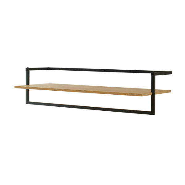 Perchero mural Evje con estante acero 80x30x20cm - Efecto Madera/Negro [en.casa]
