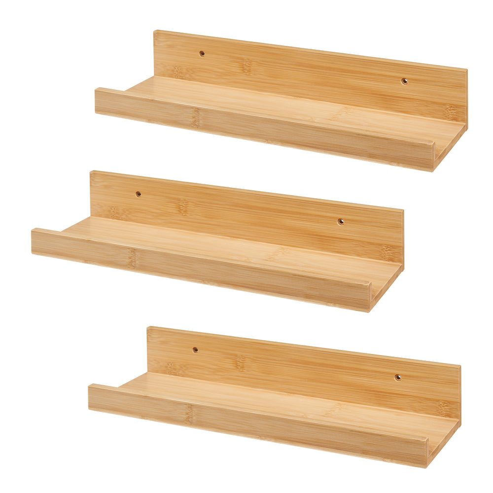 Juego de estantes de pared Gildeskål set de 3 40x13x7cm bambú [en.casa] - premiumXL