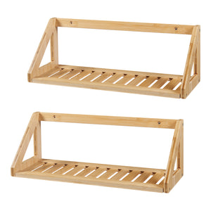 Conjunto de estantes de pared Gjerdrum 2 piezas 43x15x15cm Bambú [en.casa]