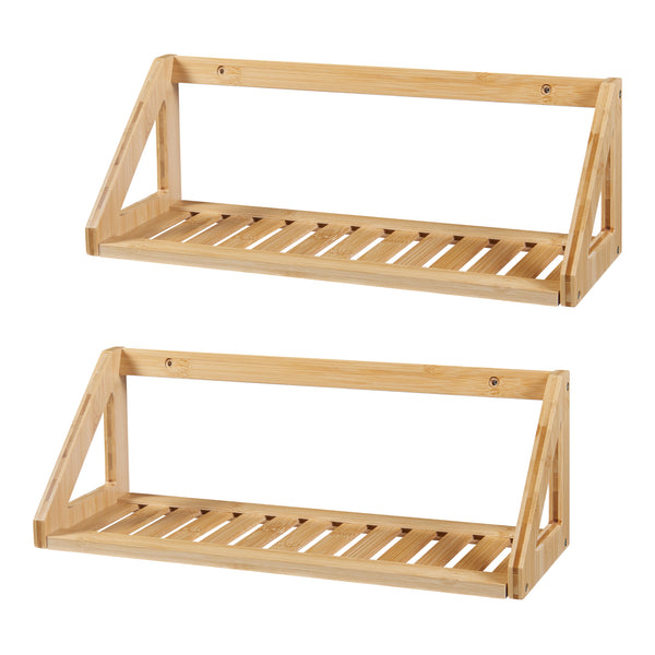 Conjunto de estantes de pared Gjerdrum 2 piezas 43x15x15cm Bambú [en.casa]