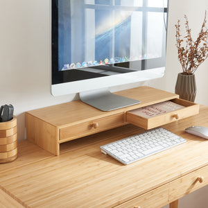 Soporte para monitor Hallstahammar 56x18x9,5 cm Bambú [en.casa]