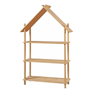 Estantería infantil Hamarøy de bambú con aspecto de casa 137x90x30cm [en.casa]
