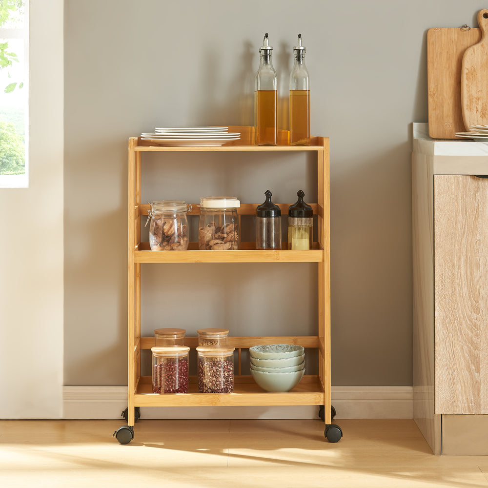 Carro de servicio Huddinge 80x53x30 cm bambú [en.casa] - premiumXL