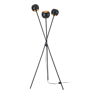 Lámpara de pie Nykvarn de 3 luces Negro / Dorado [lux.pro]