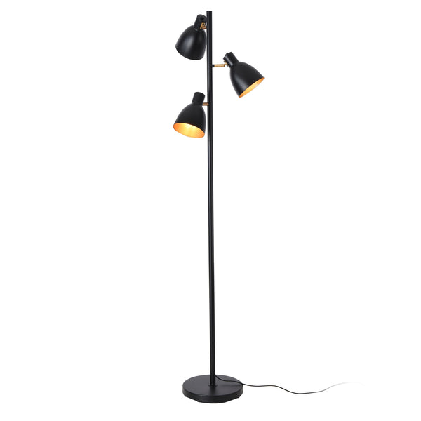Lámpara de pie Witney de 3 luces Negro / Dorado [lux.pro]