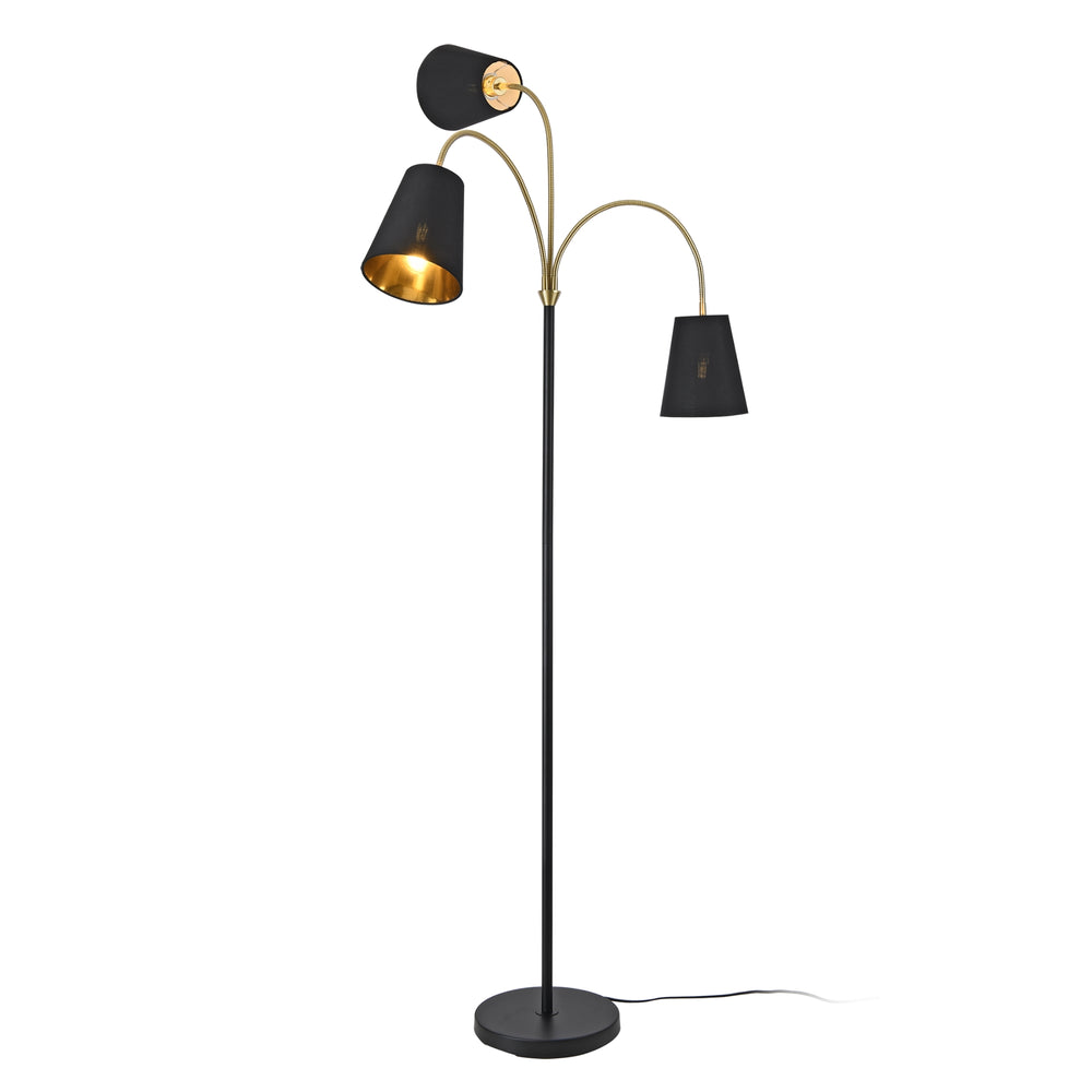 Lámpara de pie Wycombe 3 luces Negro / Dorado [lux.pro] - premiumXL