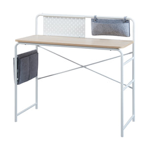 Escritorio Dyrøy 98x98x46cm Blanco/Roble [en.casa]