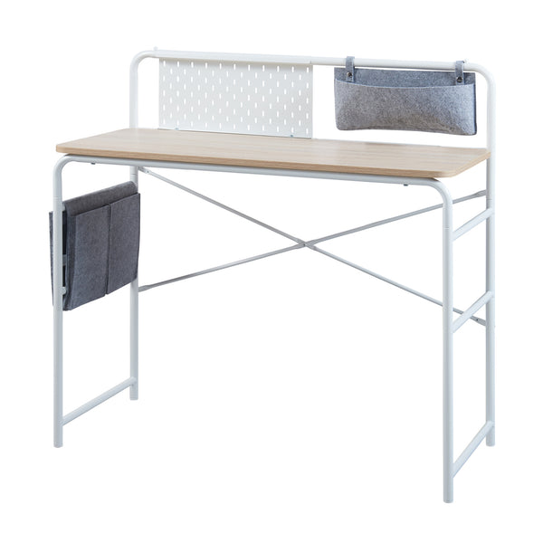 Escritorio Dyrøy 98x98x46cm Blanco/Roble [en.casa]
