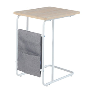 Mesa para portátil Dyrøy 56x48x37cm Blanco/Roble [en.casa]