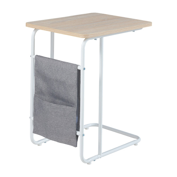 Mesa para portátil Dyrøy 56x48x37cm Blanco/Roble [en.casa]