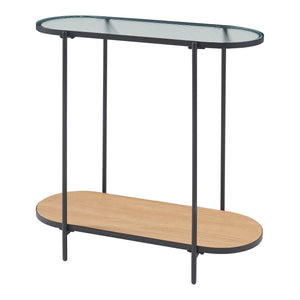 Mesa consola Høyanger 80x80x30cm Negro/Roble [en.casa]