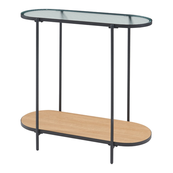 Mesa consola Høyanger 80x80x30cm Negro/Roble [en.casa]