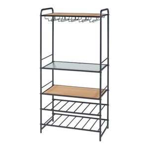 Estante para vino Hustadvika 120x61x33cm Negro/Roble [en.casa]