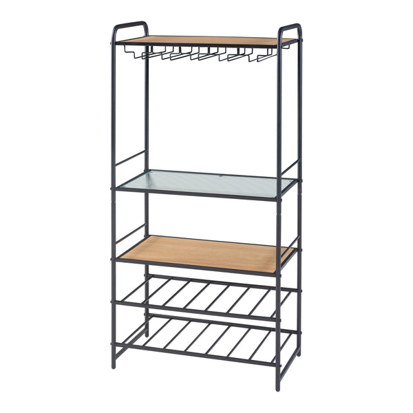 Estante para vino Hustadvika 120x61x33cm Negro/Roble [en.casa]