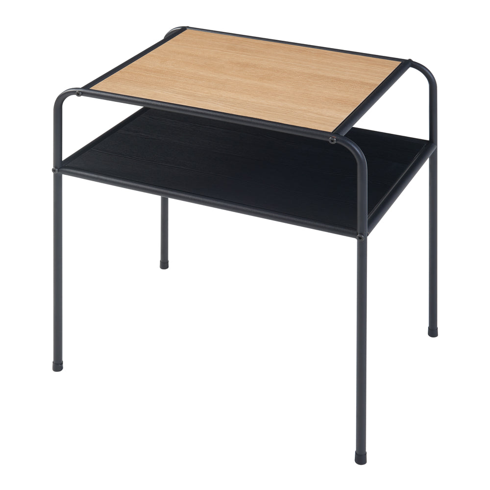 Mesa auxiliar Krødsherad 55x51x36cm negro/roble [en.casa] - premiumXL