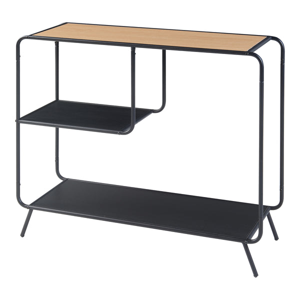 Mesa consola Krødsherad 83x102x36cm Negro/Roble [en.casa]