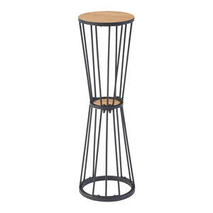 Soporte para plantas Fossbergom con 2 estantes Negro/Aspecto roble [en.casa]