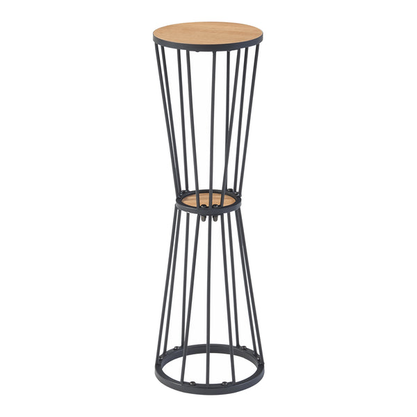 Soporte para plantas Fossbergom con 2 estantes Negro/Aspecto roble [en.casa]