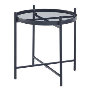 Mesa auxiliar Lier con tablero de vidrio negro [en.casa]