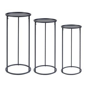 Soporte para plantas Nesodden juego de 3 piezas metal negro [en.casa]