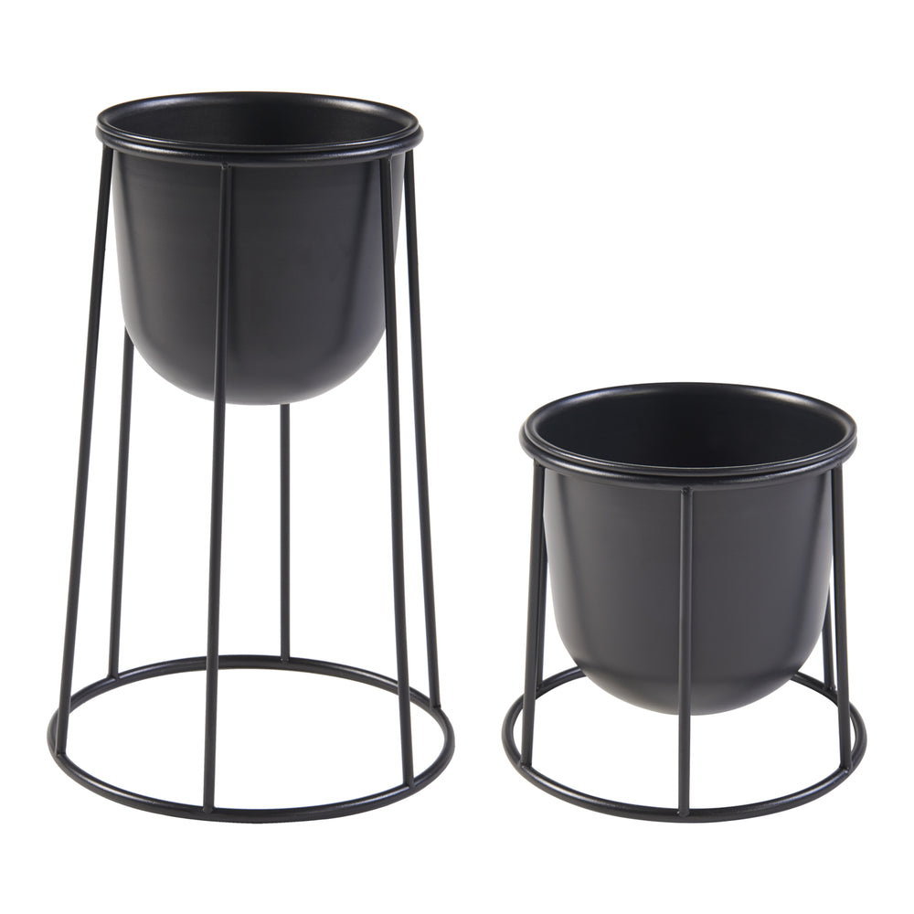 Soporte para plantas Nesseby juego de 2 metal negro [en.casa] - premiumXL