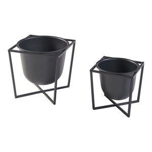Soporte para plantas Nordmaling juego de 2 piezas metal negro [en.casa]