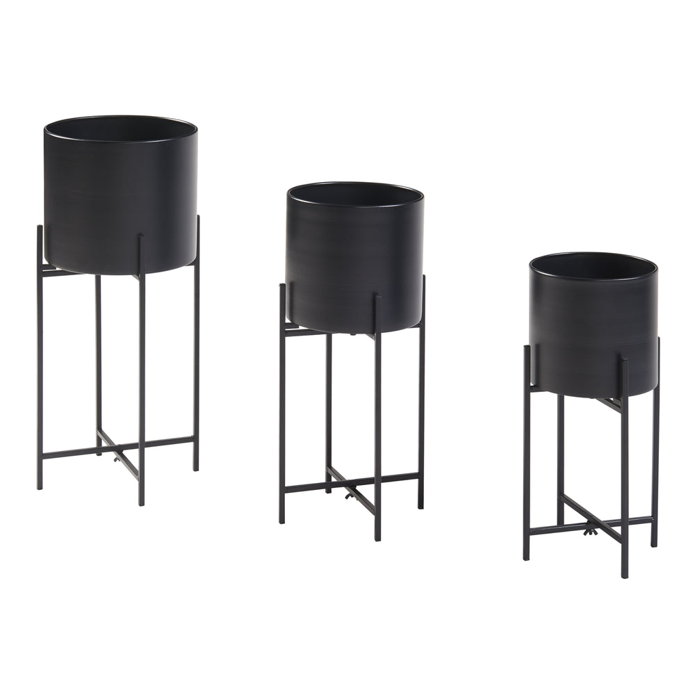 Soporte para plantas Orsa juego de 3 metal negro [en.casa] - premiumXL