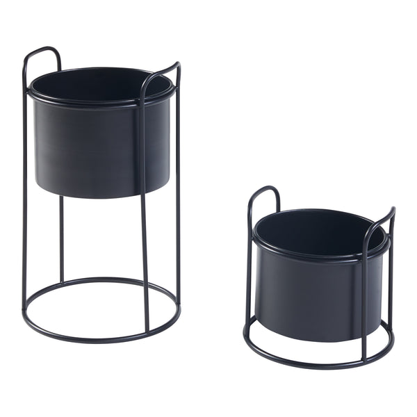 Soporte para plantas Osen juego de 2 piezas metal negro [en.casa]
