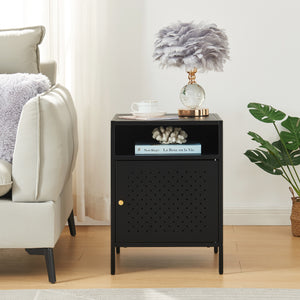 Mesita de noche Janakkala 55x40x40 cm Acero Negro [en.casa]