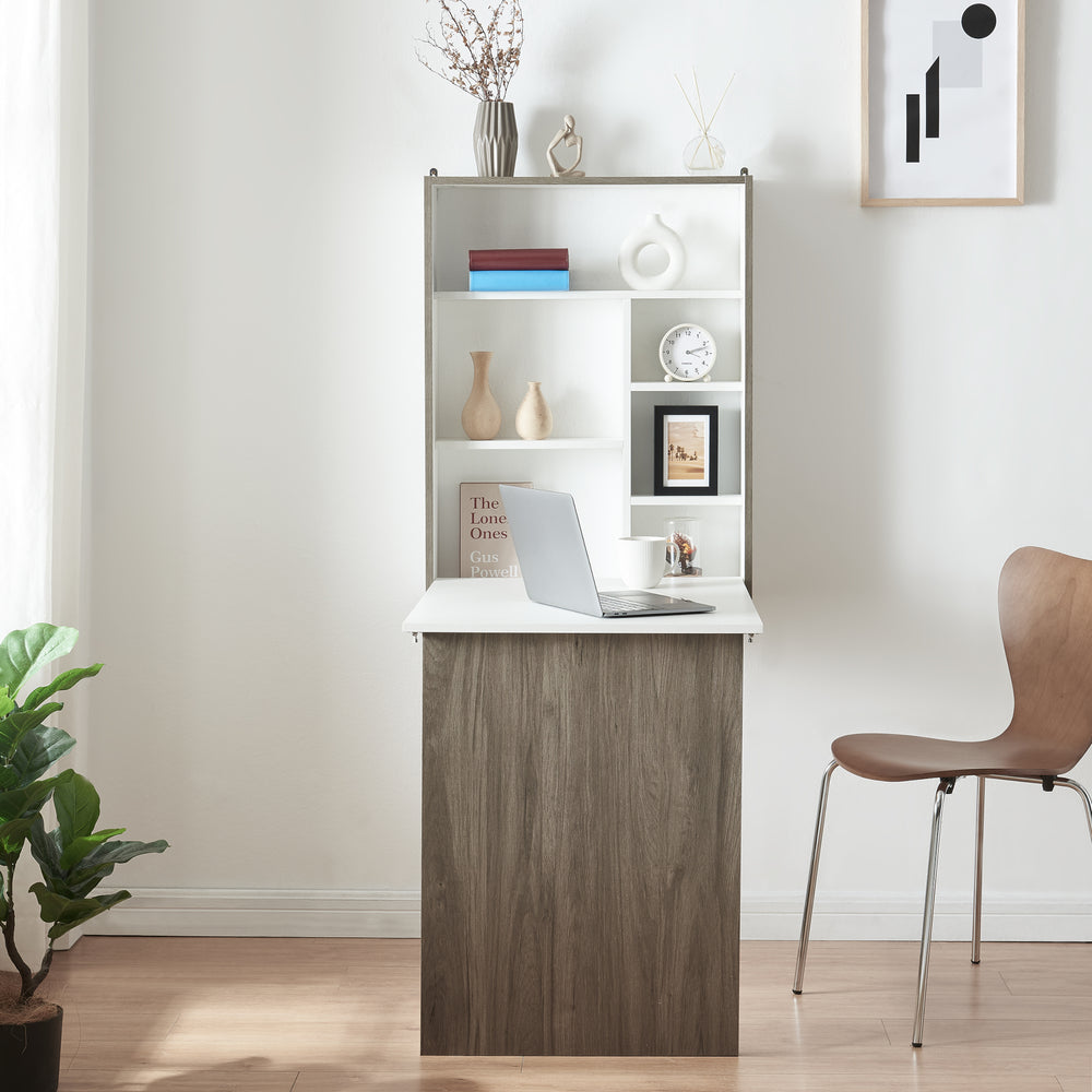 Mesa abatible de pared Greve Blanco / aspecto madera [en.casa]