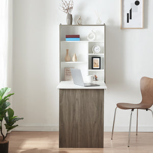 Mesa abatible de pared Greve Blanco / aspecto madera [en.casa]