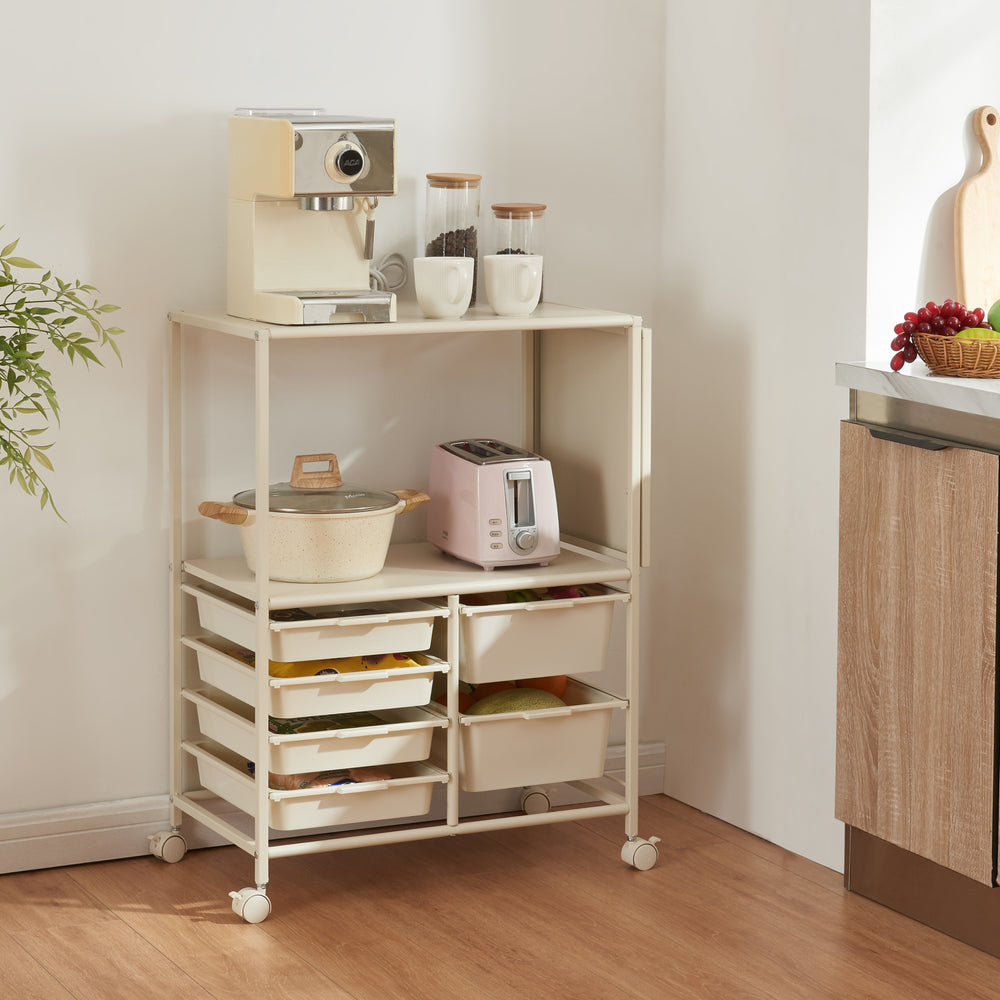 Carro rodante Sørfold con cajas 100x37x85cm Blanco [en.casa]
