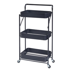 Carro rodante Vörå con 3 niveles 88x45x30cm Negro [en.casa]