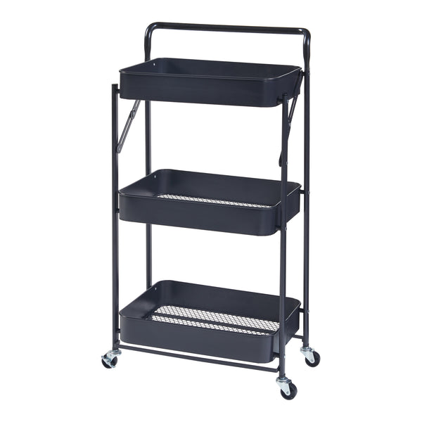 Carro rodante Vörå con 3 niveles 88x45x30cm Negro [en.casa]