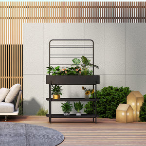 Soporte para plantas de exterior Aalsmeer metal 154x96x24 cm negro [casa.pro]