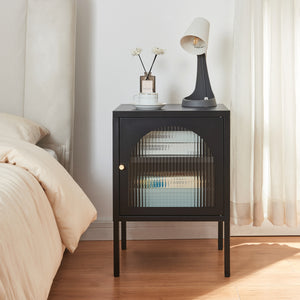 Mesita de noche Karlskrona 60x42,5x40 cm Negro, mate [en.casa]