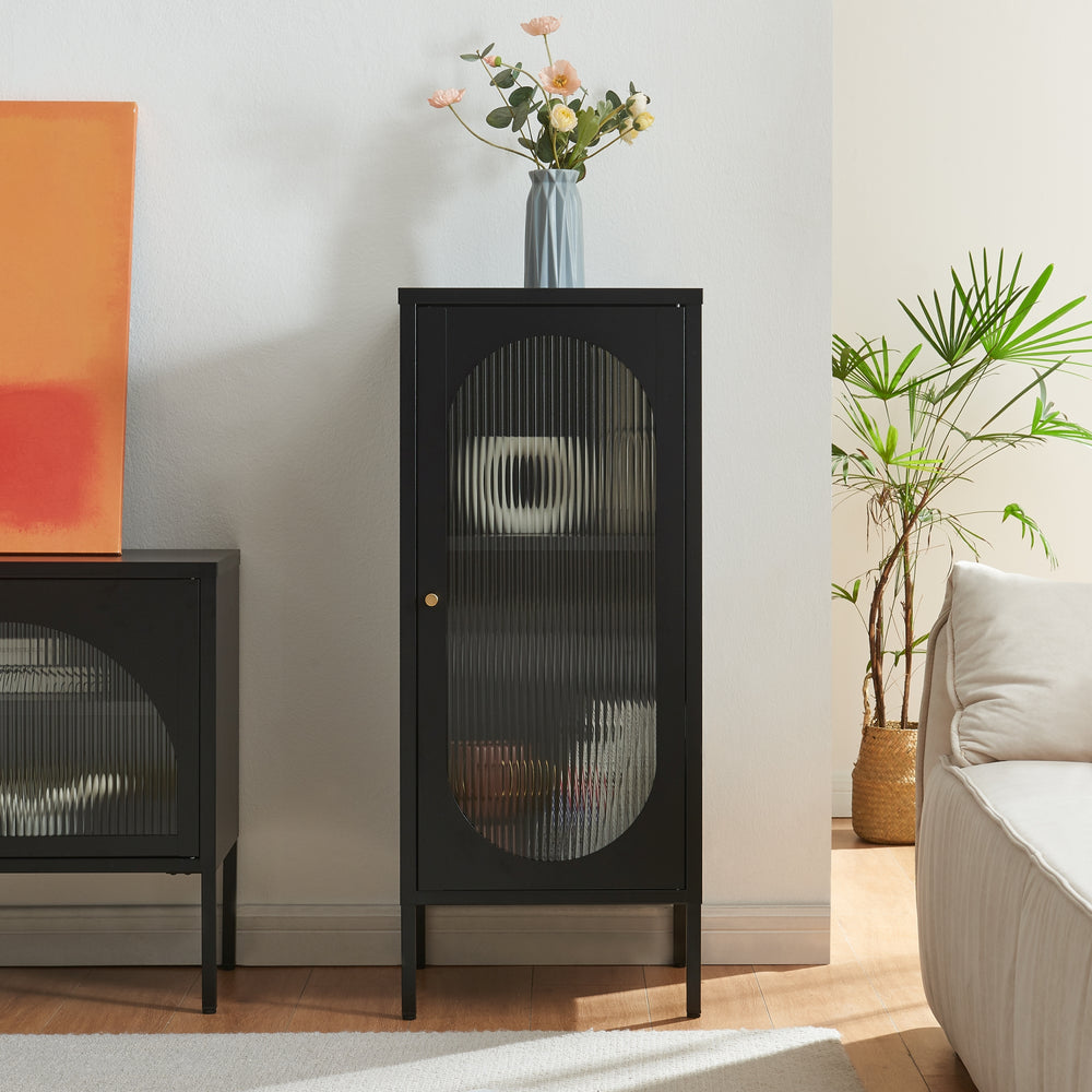 Armario auxiliar Karlskrona 102x43x40 cm negro, mate [en.casa] - premiumXL
