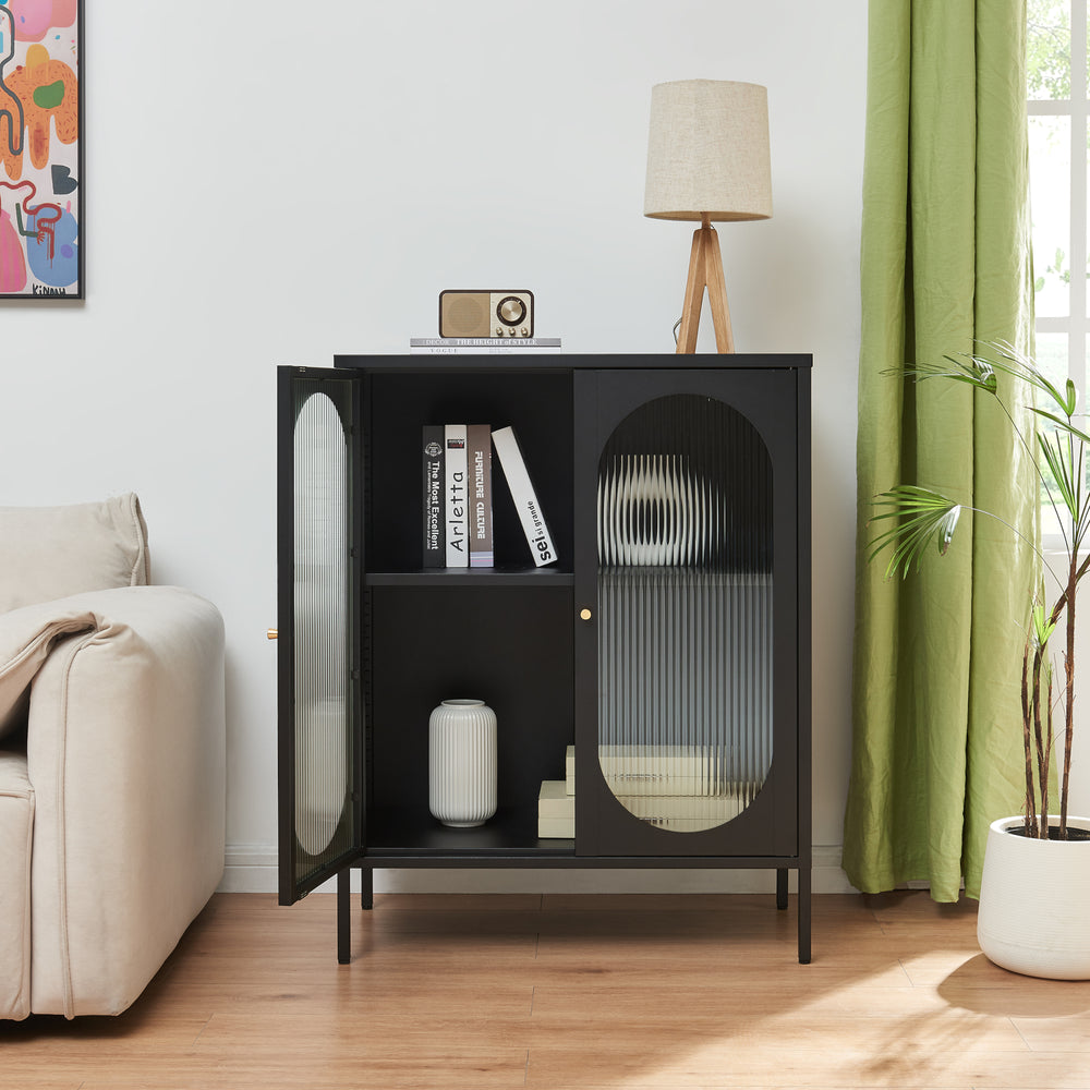 Aparador Karlskrona 102x80x40 cm negro, mate [en.casa] - premiumXL